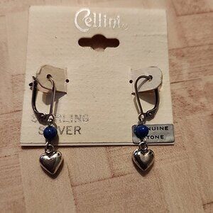 Cellini 925 Sterling Silver Dangle Heart Earrings